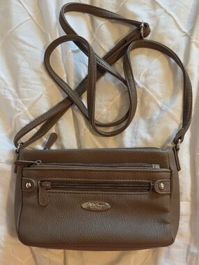 Brown Pebbled Leather Crossbody Bag